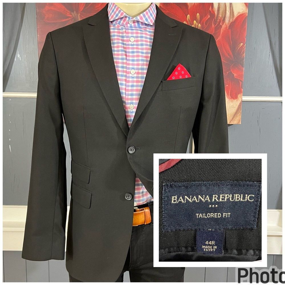 Banana Republic Blazer Mens 👉Actual Size 42R👈Suit Jacket Peak Lapel Polyester